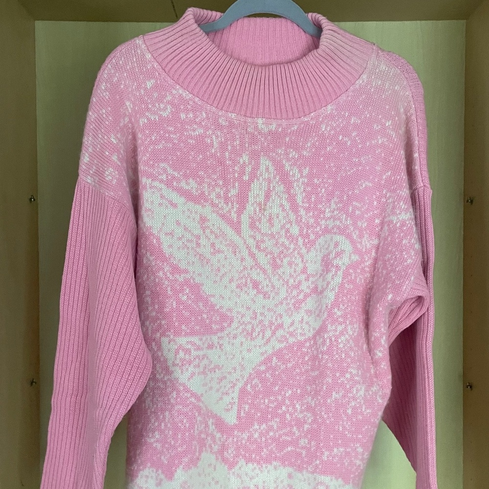 Vintage 80s Lido Sports Pink Dove Wool Sweater